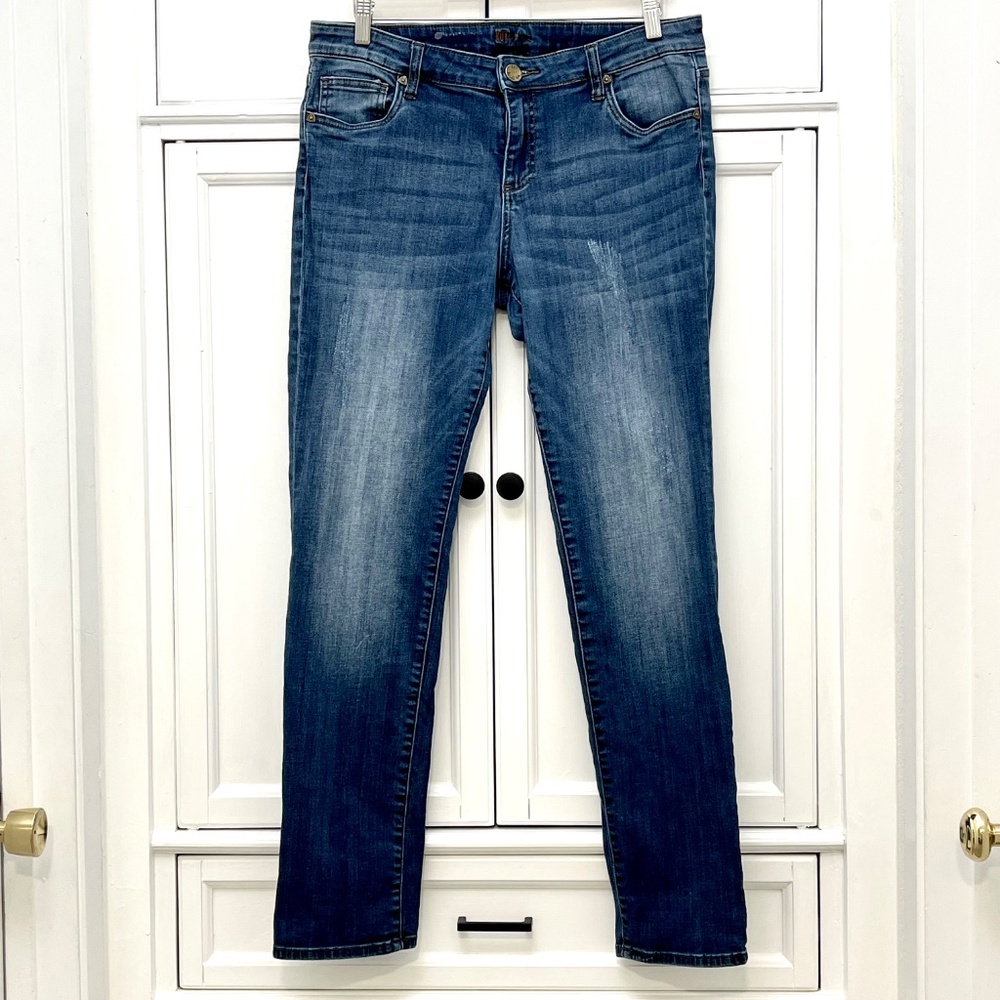 Kut from the Same Kloth Distressed Boyfriend Mid-rise Straight Leg Jeans Womens